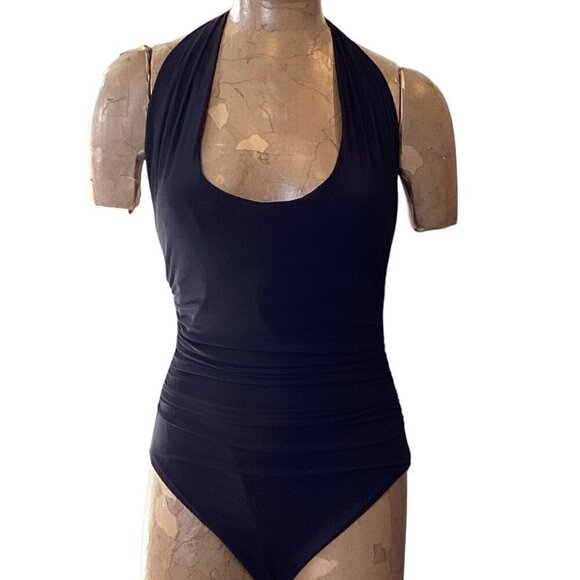 MIRACLESUIT Shaping Halter Neck Underwire Slimming 1-Piece Swimsuit 14 Black 72P - Picture 1 of 8